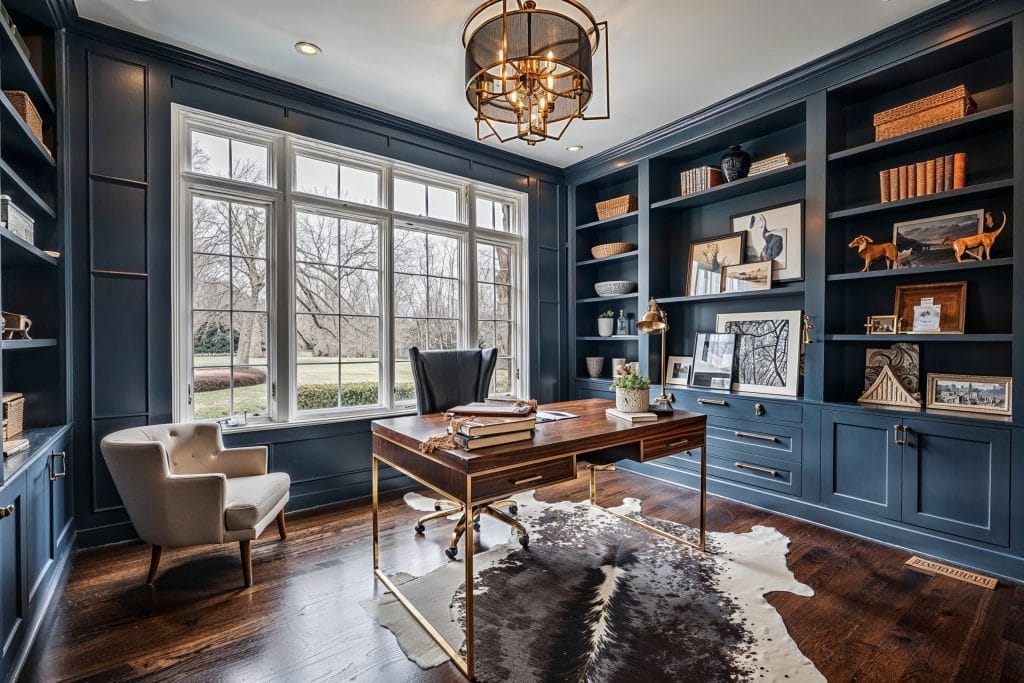Colored wood epitomizing 2025 interior design trends by Decorilla
